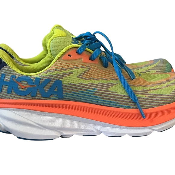 Hoka Green and Orange Sneakers with Cushioned Sole